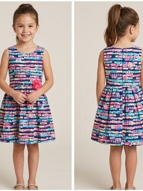 💞 The Children’s Place / EST 1989 Girls Size 12 Watercolor Print Dress w/ Flower